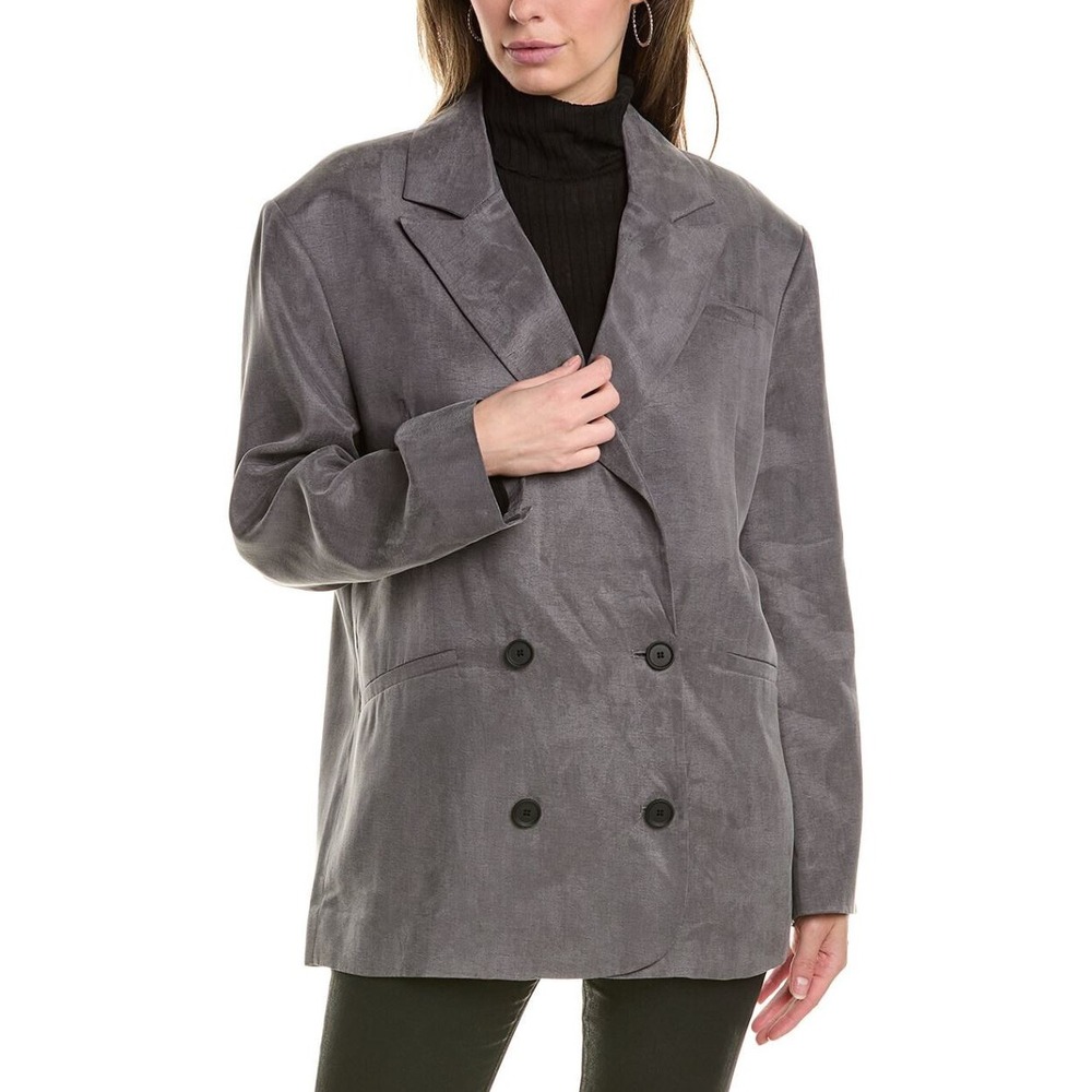 AllSaints Elle Blazer Grey Double Breasted Lyocell Suit Jacket US 4 WT02BY